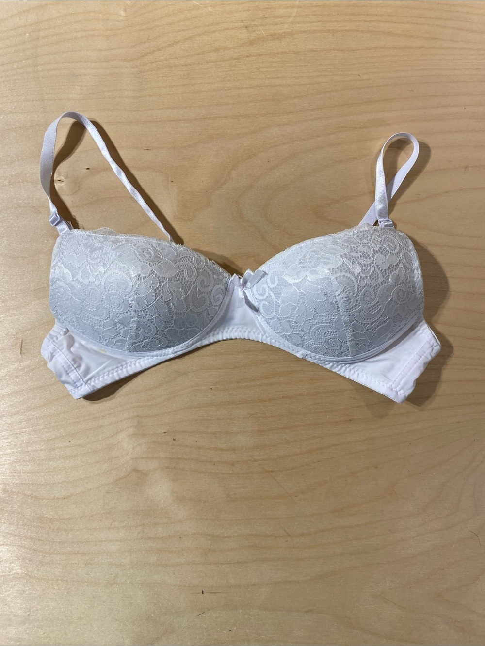 Women's Lace Push-Up No Wire Bra in White 38B (SB)